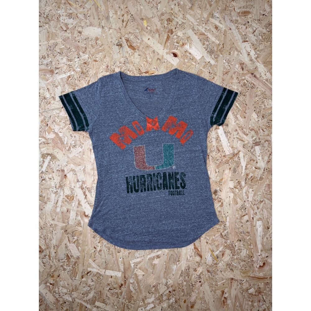 Miami Hurricanes Womens Vintage-Style V-Neck T-Shirt Sz L